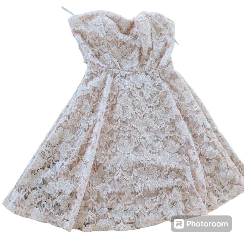 Maru Lace Mini Dress Women SZ L Sweetheart Bow Soft Girl Feminine Delicate Party